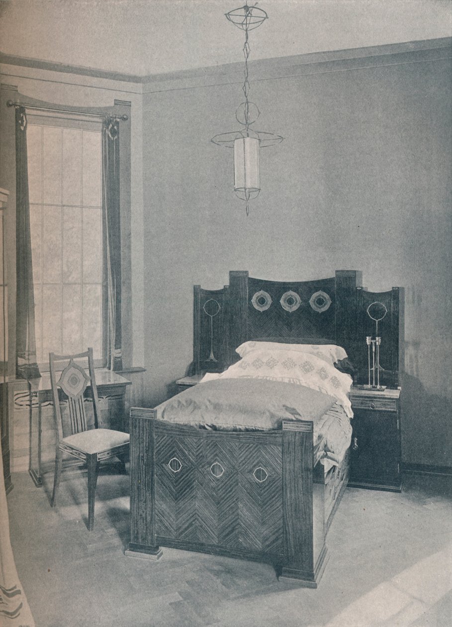 En barnsäng designad av Peter Behrens, utförd av TD Heymann, 1901 av Unbekannt