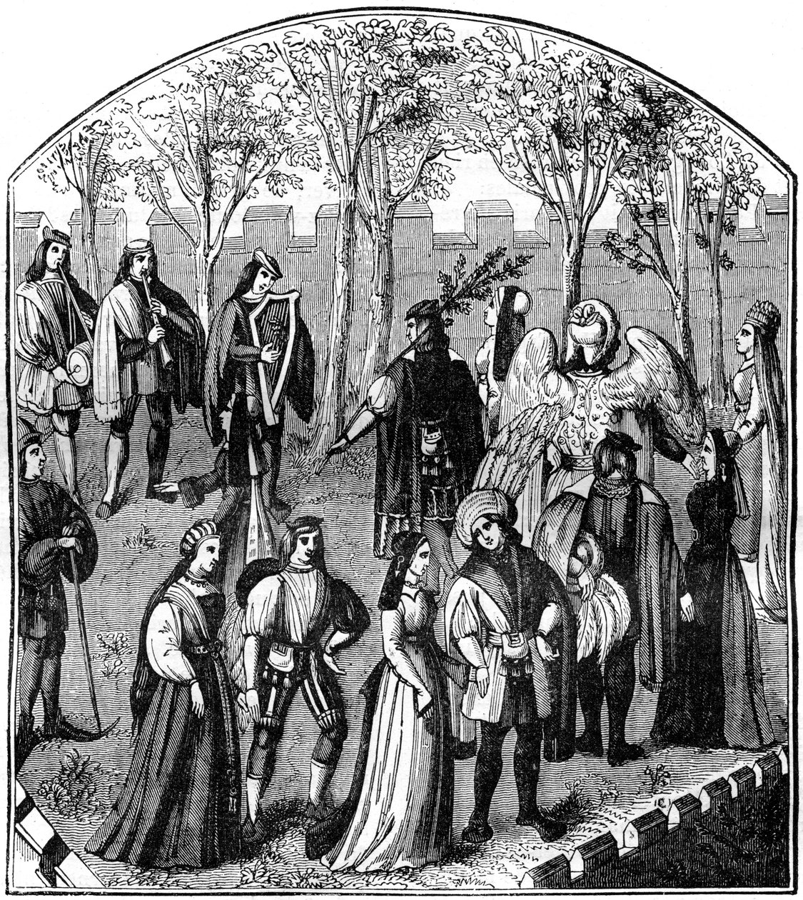 En dans i en trädgård, 1200-1400-talet 1882-1884 av Unbekannt