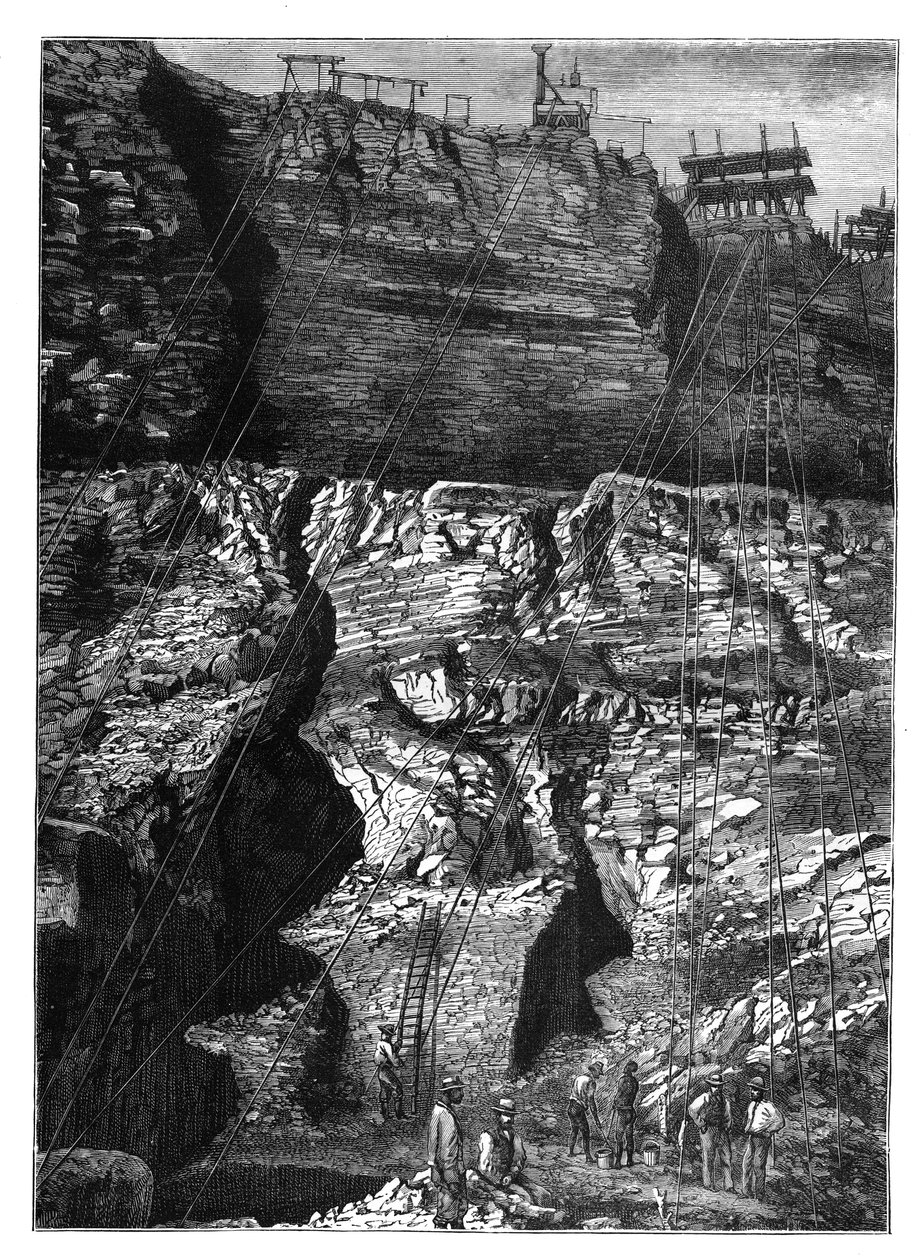 En diamantgruva i Kimberley, Griqualand West, Northern Cape, Sydafrika, c1890 av Unbekannt