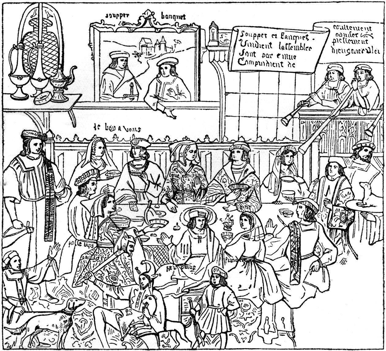 En middagsbjudning, sent 1400-tal, 1910 av Unbekannt
