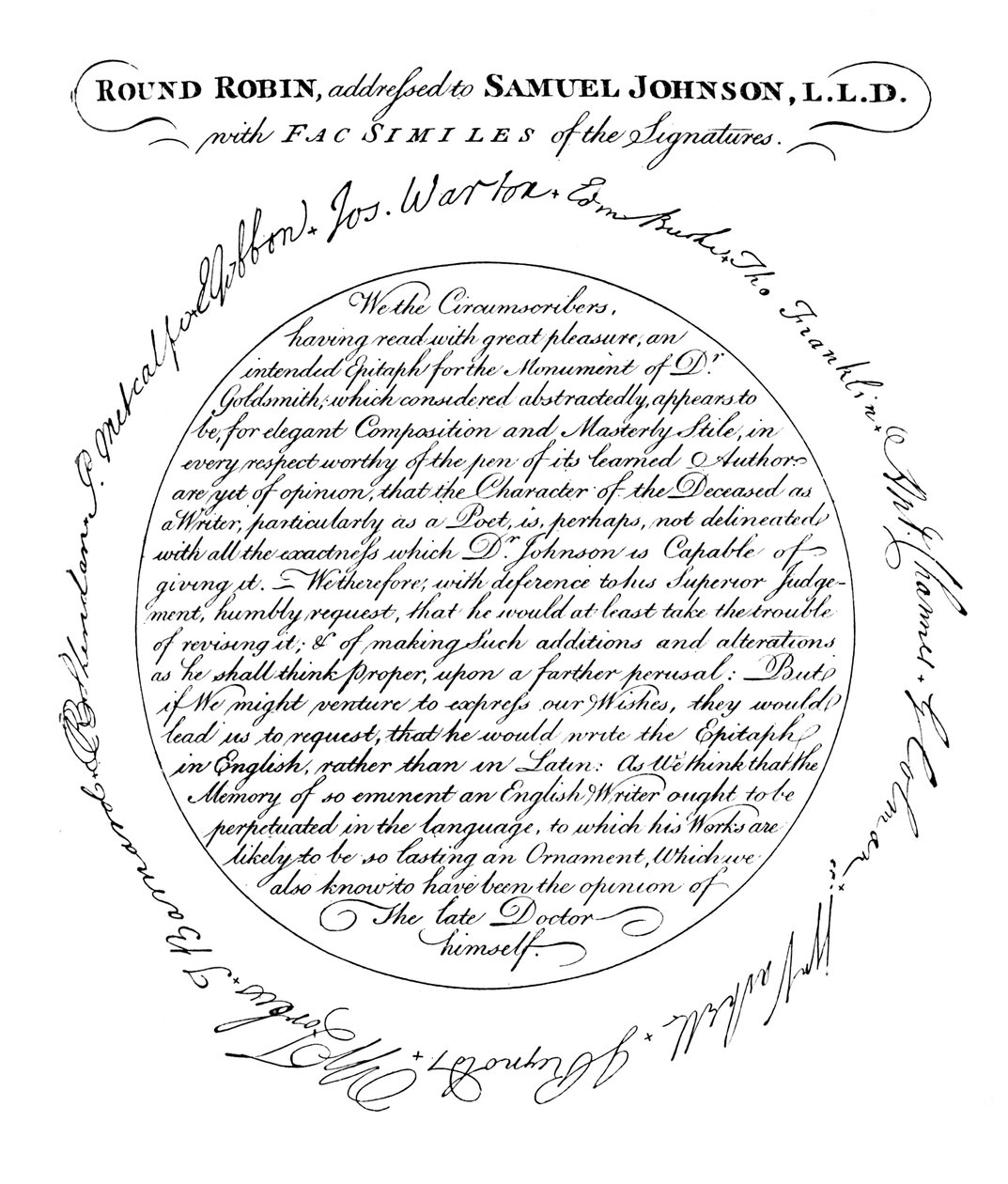 En faksimil av plattan i den första upplagan av Boswells Life of Johnson, 1907 av Unbekannt