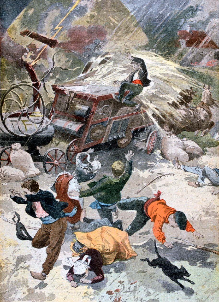 En jordbruksmaskin träffad av blixten, 1902 av Unbekannt