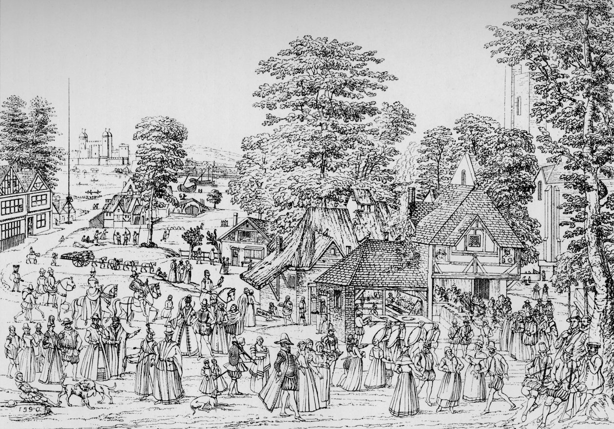 En fest i Horselydown, Southwark, 1590, 1904 av Unbekannt