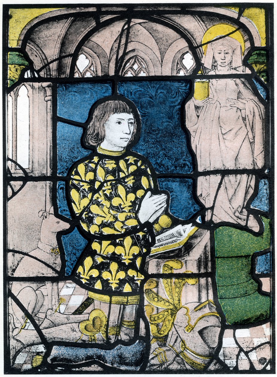 En riddare de Bernemicourt vid sina orisons före en bild av St Mary Magdalena, c1500, 1924 av Unbekannt