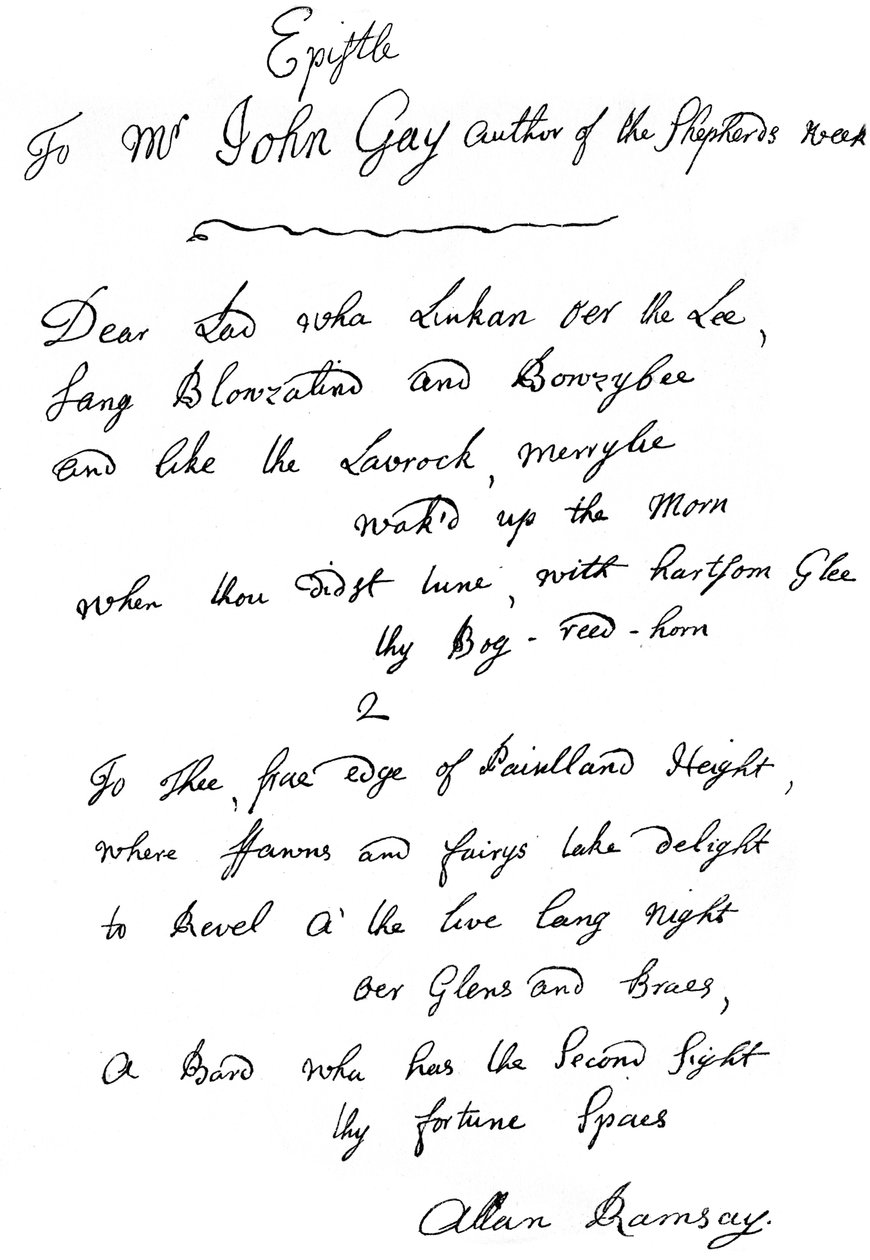 Ett brev från Allan Ramsay till John Gay, 1700-talet 1840 av Unbekannt