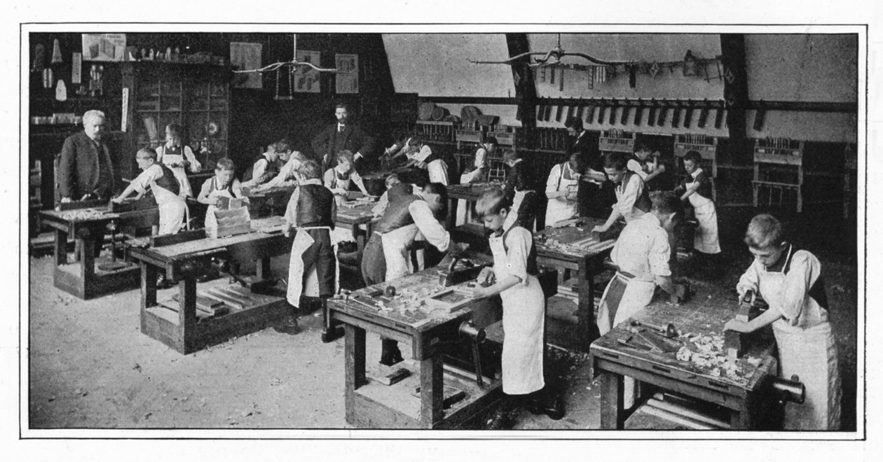 Ett manuellt träningscenter: träslöjd, London, c1900 1901 av Unbekannt