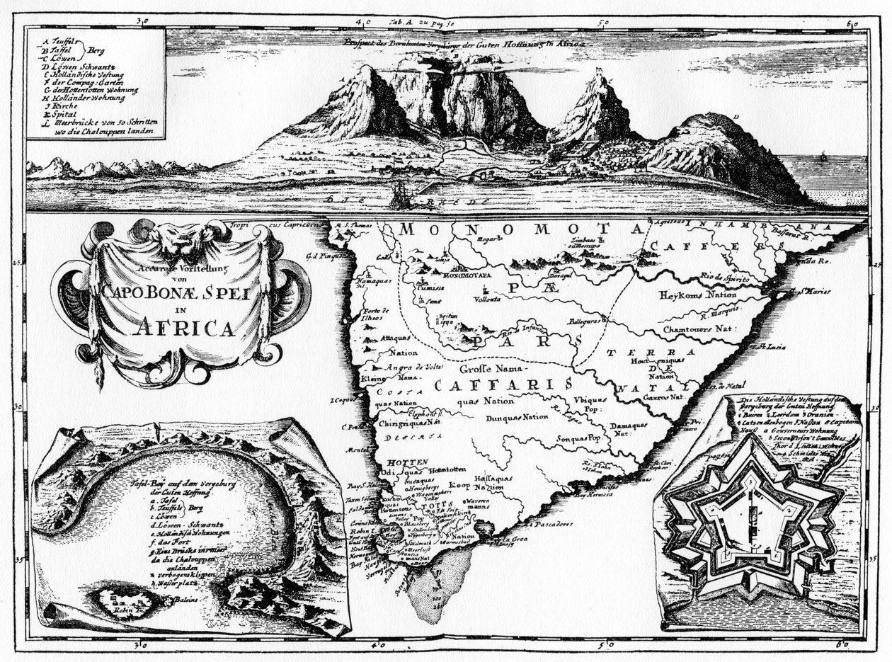 En karta över Godahoppsudden, Sydafrika, 1719 1931 av Unbekannt