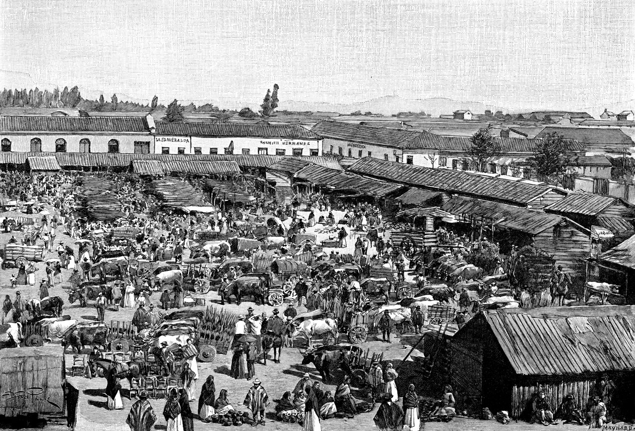 En marknadsplats, Chile, 1895 av Unbekannt