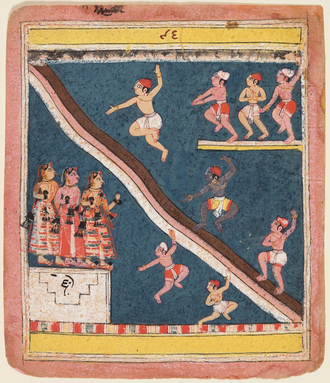 Den där sidan från fanficen Keshava Das: Krishna and the Gopus dyker in i den damm, ca. ೧೬೪೦. av Unbekannt