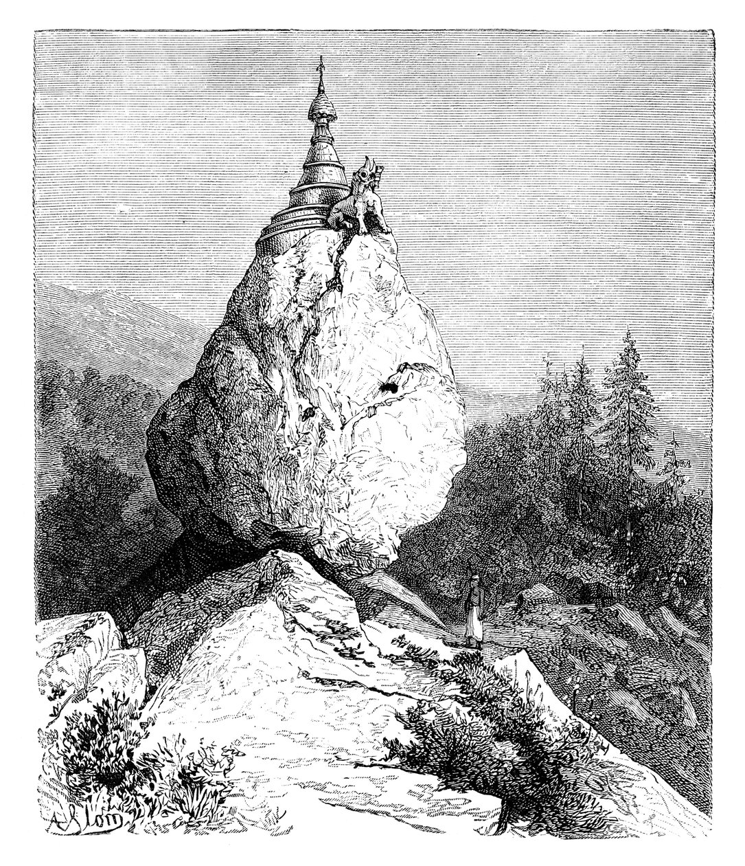 En pagod på toppen av ett stenblock, 1895 av Unbekannt