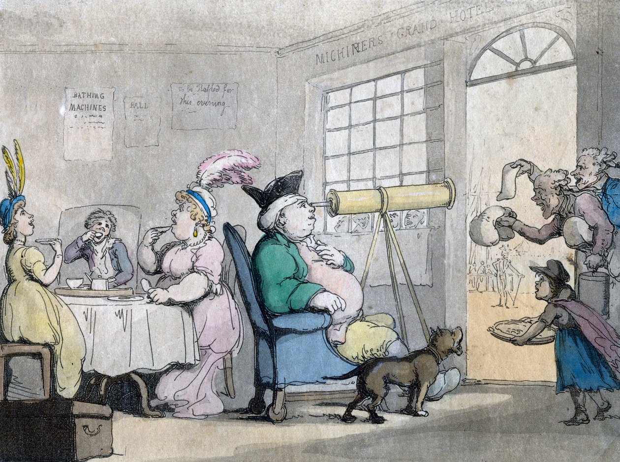 En snäll gentleman som tittar genom ett teleskop, 1800-talet av Unbekannt