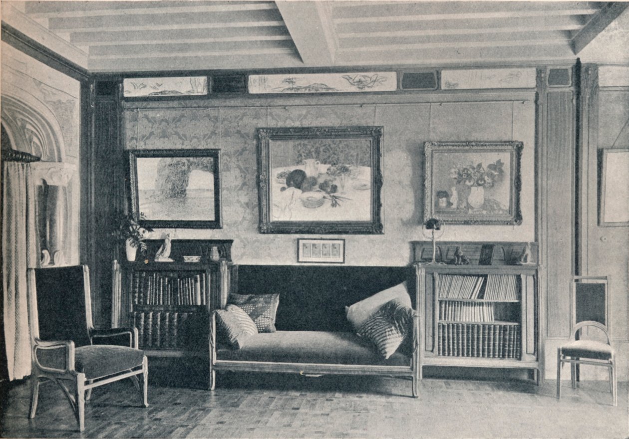 Ett rum i monsieur G. Rouchers residens i Paris, med möbler av Maurice Dufrene, c1909 av Unbekannt