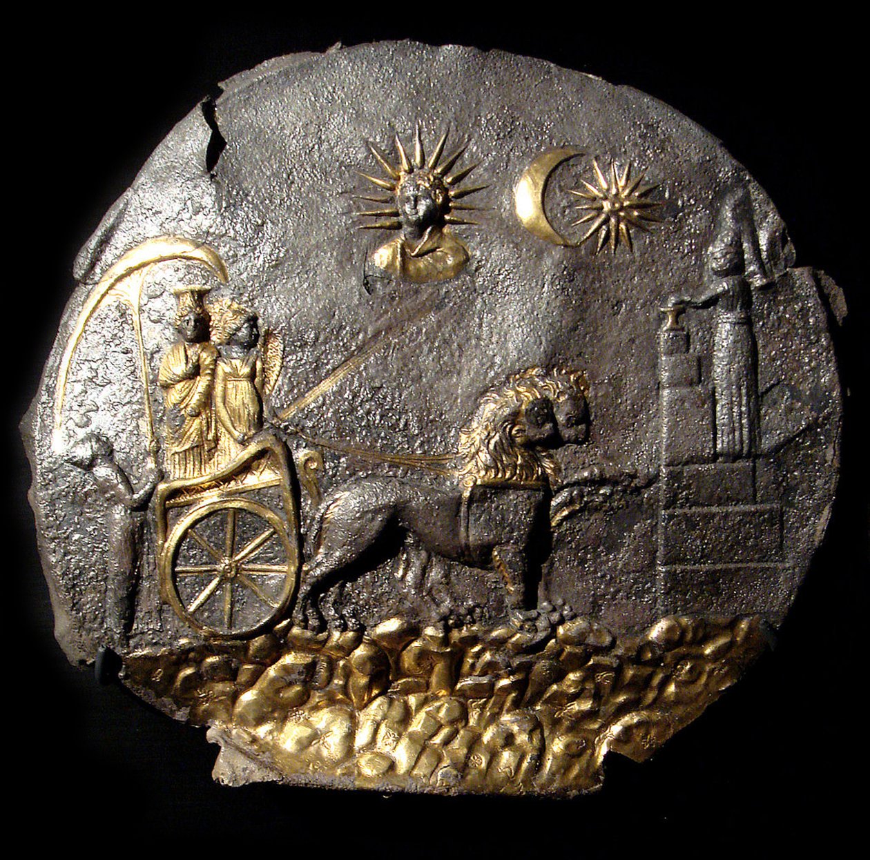 En rund medaljongtavla som beskriver Cybele, 200-talet f.Kr av Unbekannt