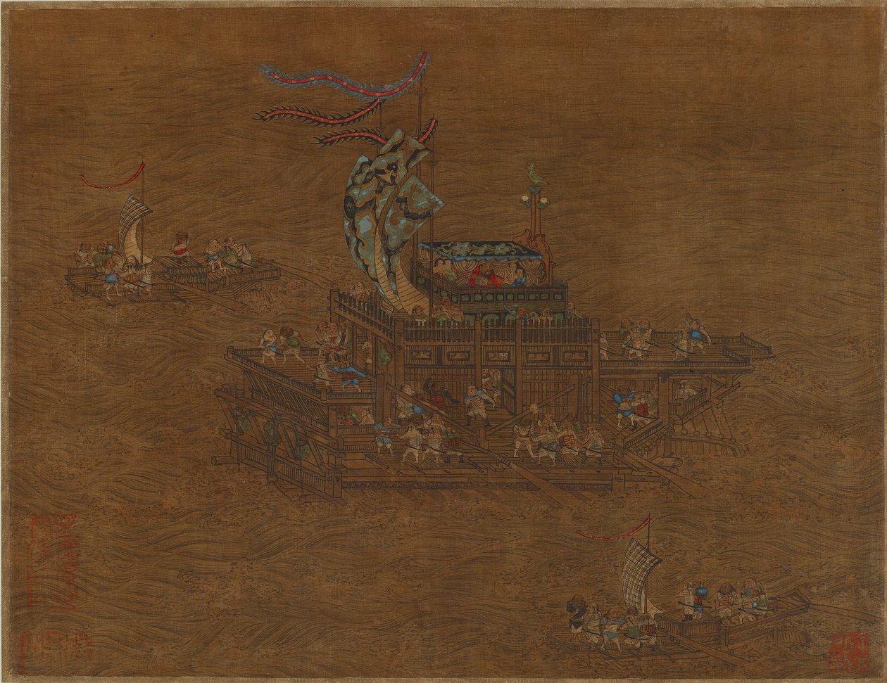 En kunglig pråm till sjöss, Ming- eller Qingdynastin, 1500-1600-talet. av Unbekannt