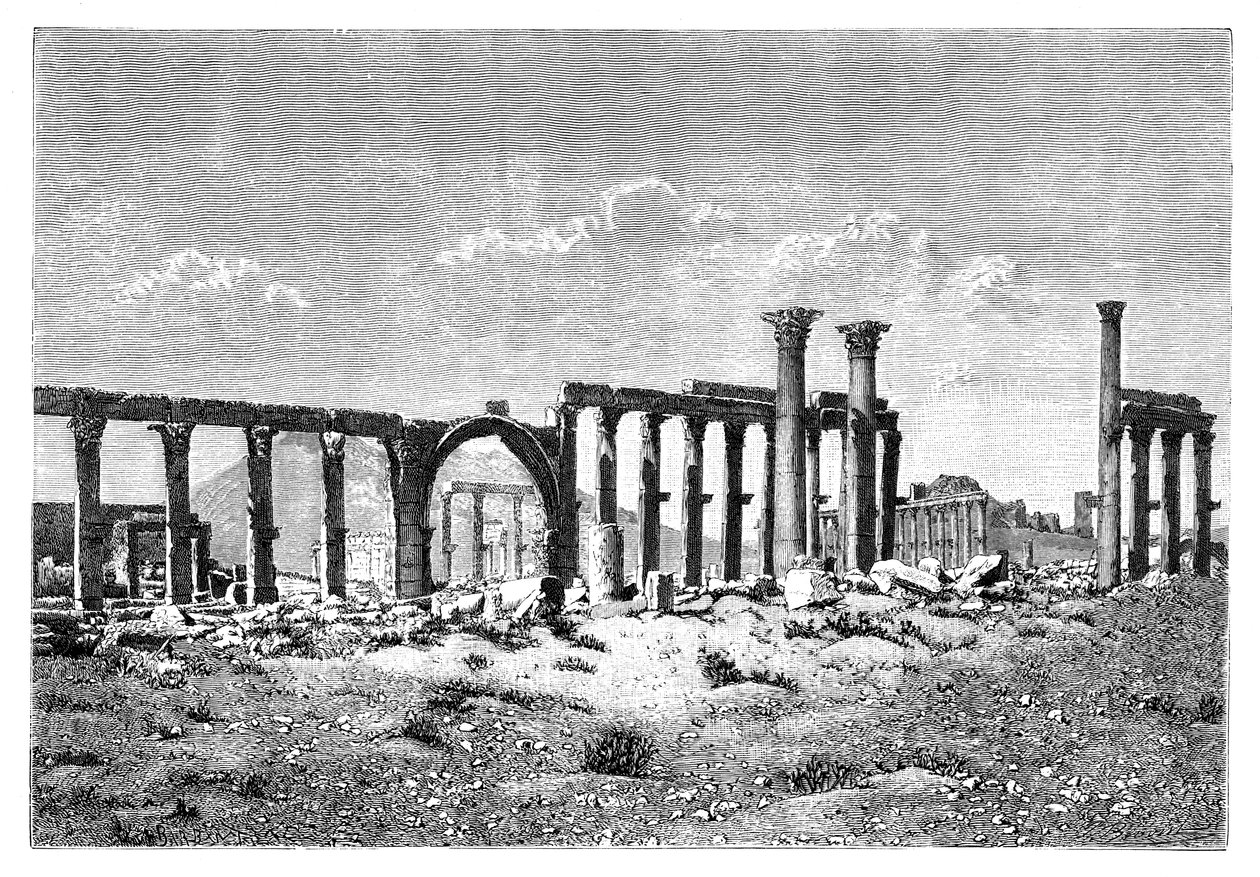 En ruinerad pelargång vid Palmyra Tadmur, Syrien, 1895 av Unbekannt