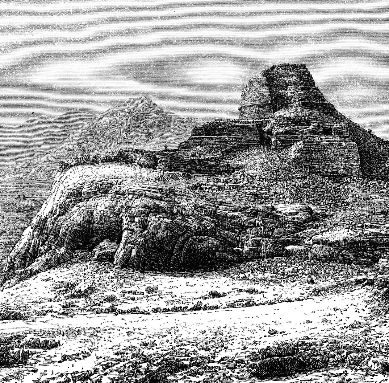 En ruinerad tope-stupa i Khyber-passet, PakistanAfhanistan, 1895 av Unbekannt