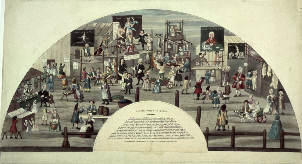 En scen av Bartholomew Fair, 1700-talet av Unbekannt