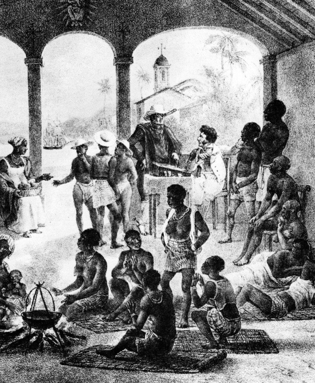 En slavmarknad på Martinique, tidigt 1800-tal av Unbekannt