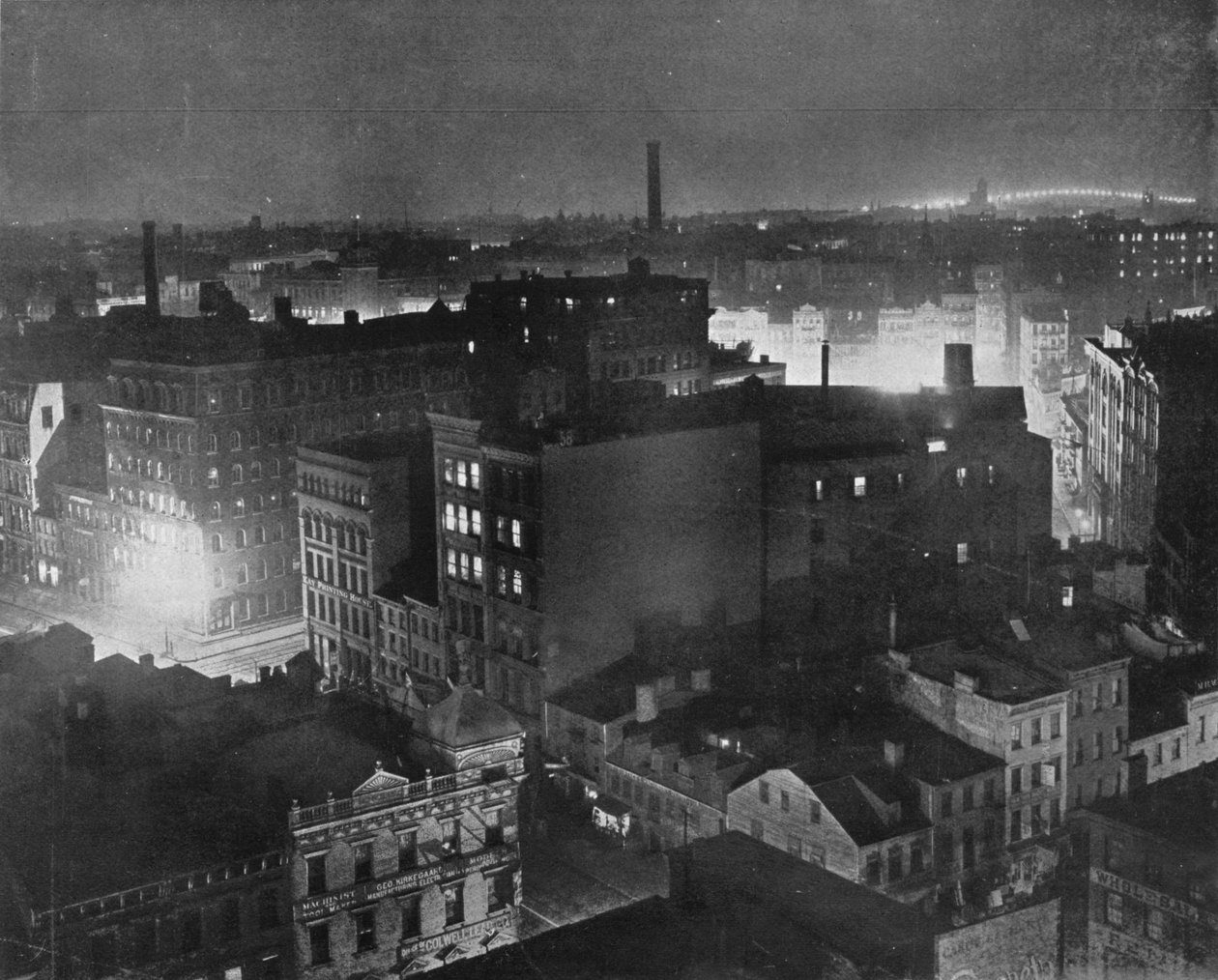 Utsikt över New York på natten, 1915 av Unbekannt