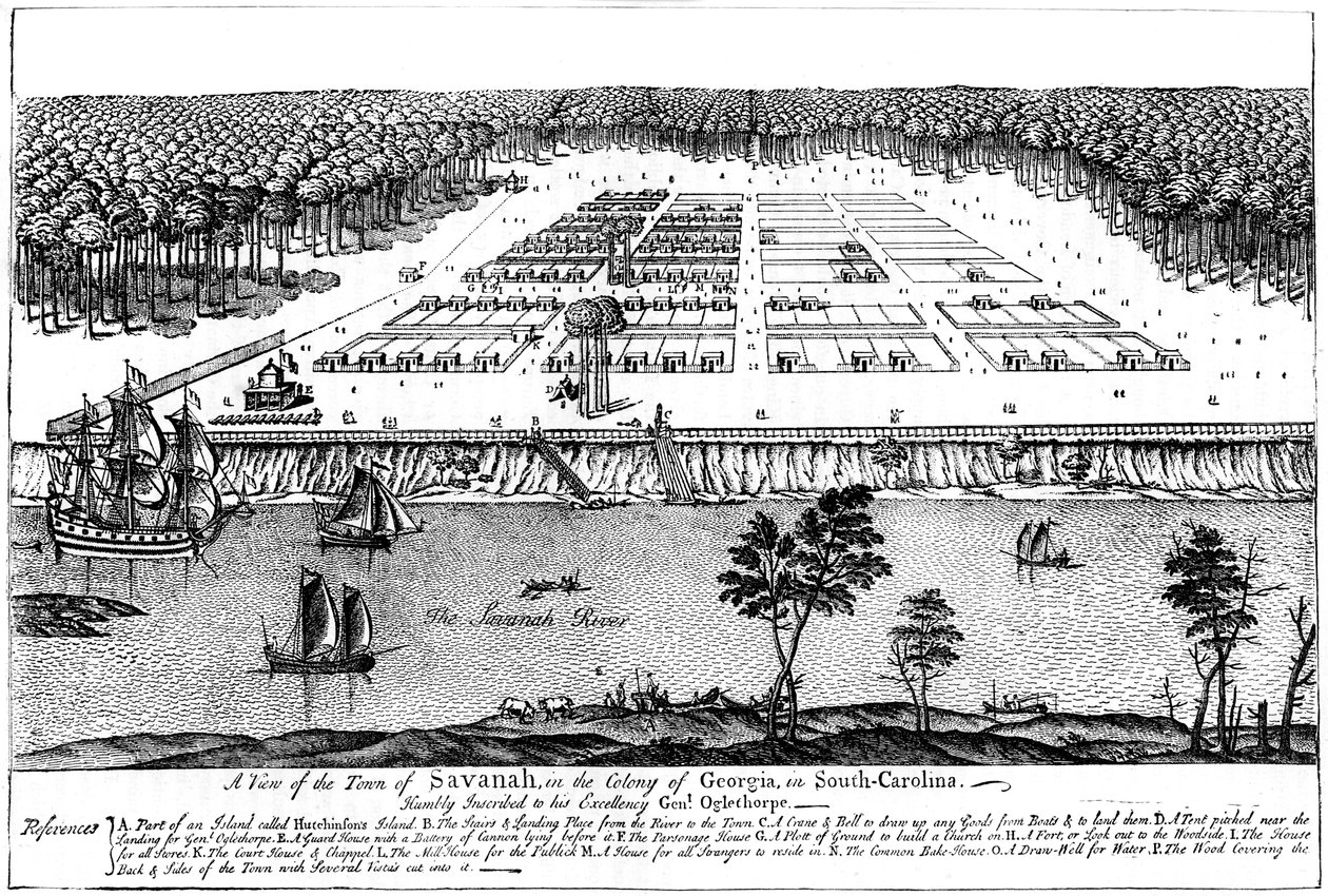 En vy över staden Savannah, i kolonin Georgia, South Carolina, 1741, c1880 av Unbekannt