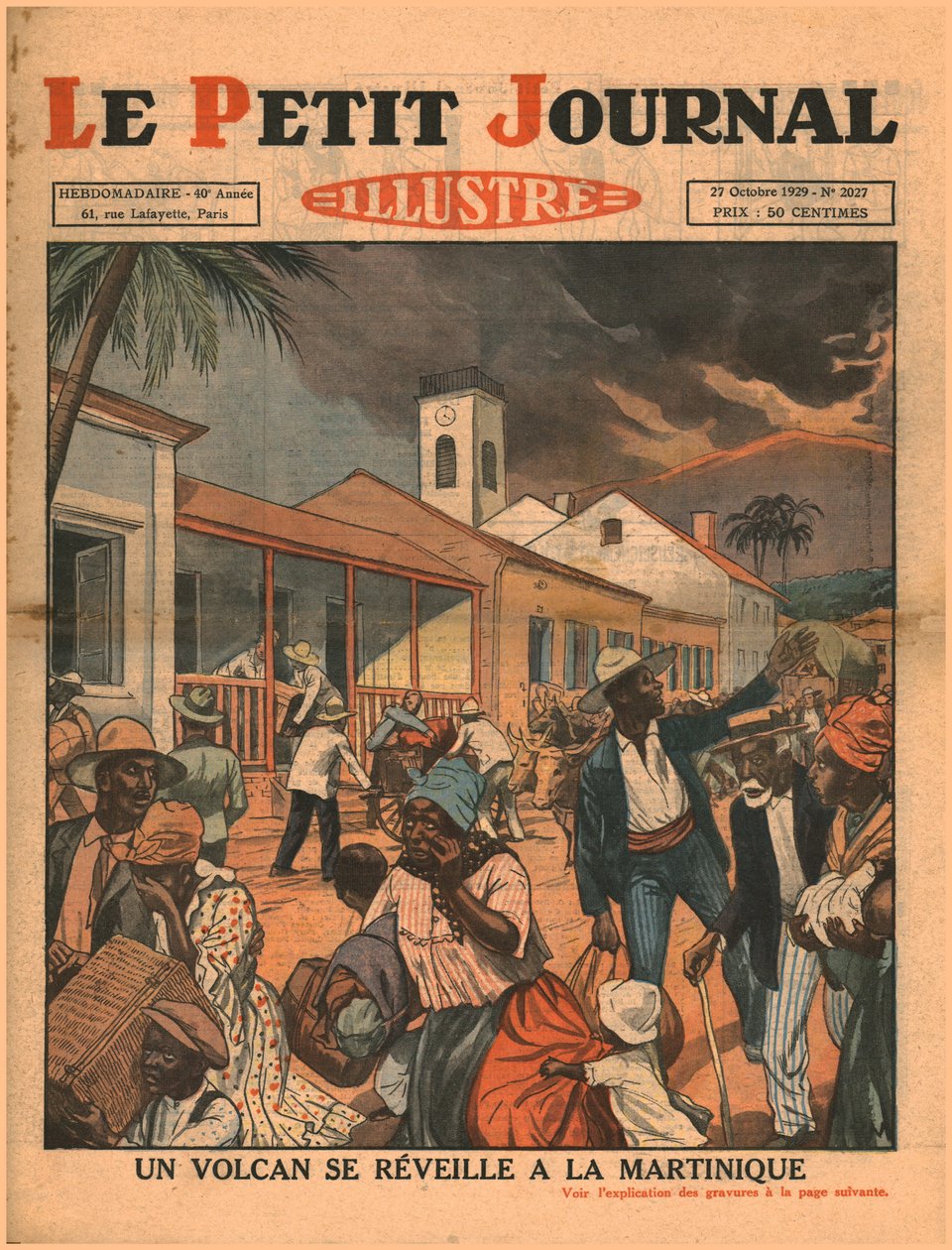 En vulkan får ett utbrott på Martinique, 1929. av Unbekannt