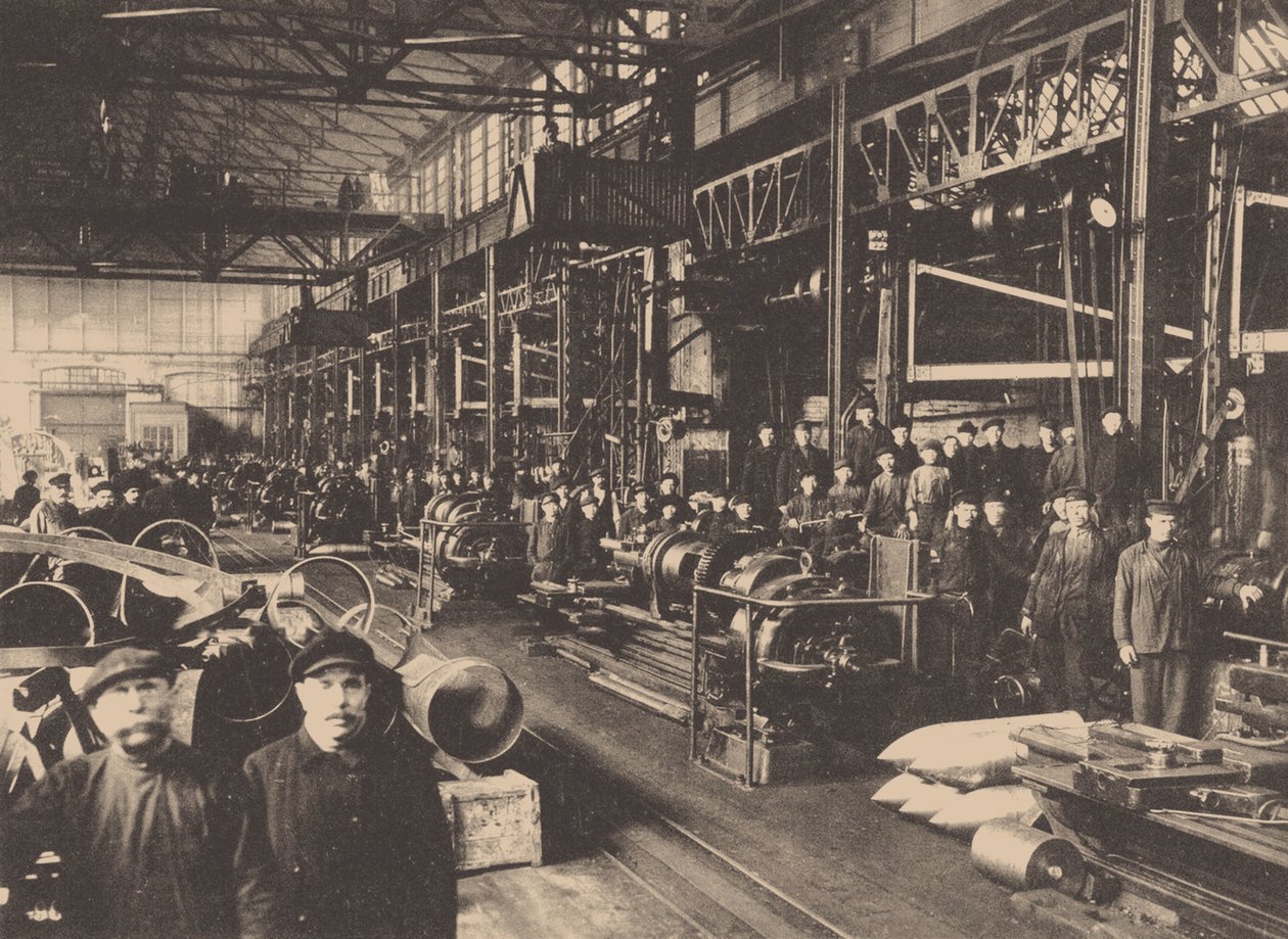 En verkstad i Putilovfabriken, ca. 1914 av Unbekannt