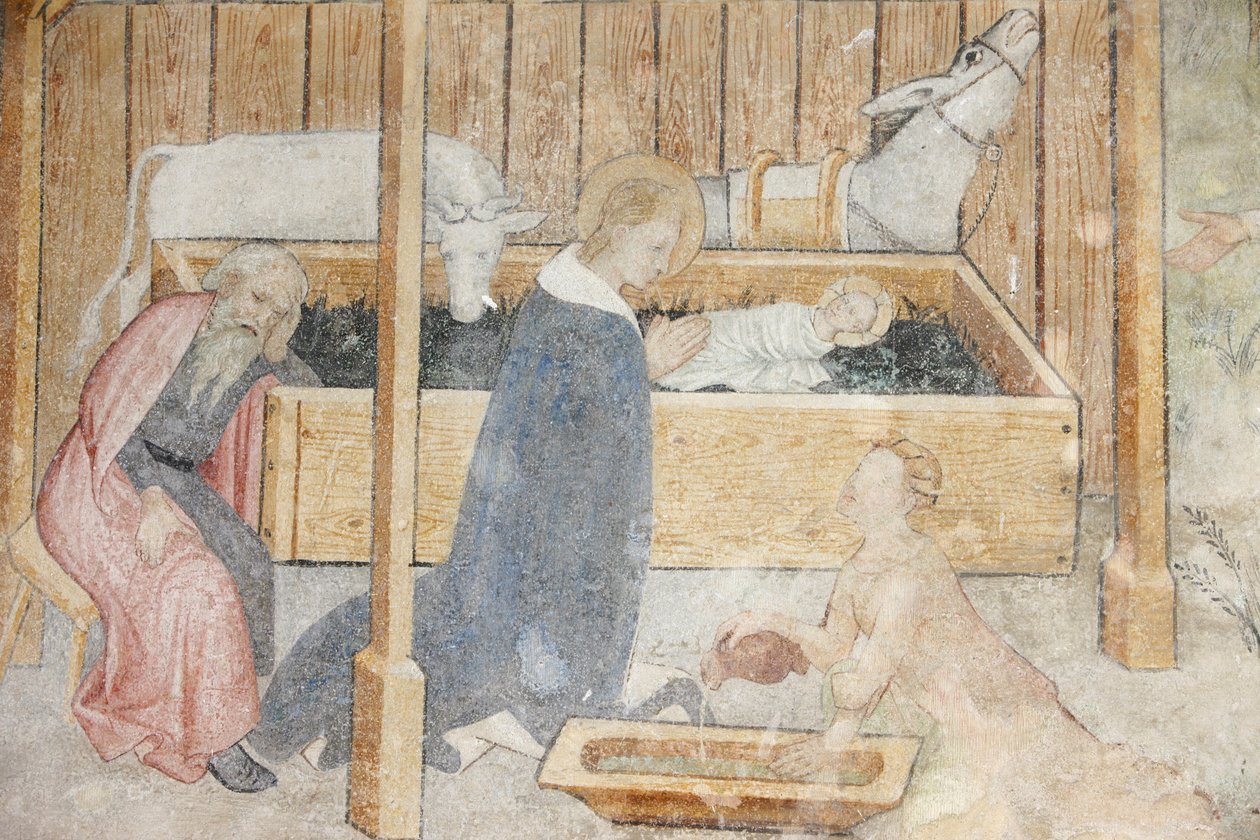 Abondance Abbey Church fresk: julkrubba, Abondance, Frankrike av Unbekannt
