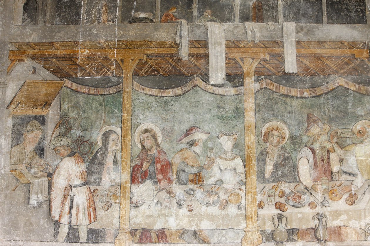 Abondance Abbey Church fresk: bröllopet i Cana, Abondance, Frankrike av Unbekannt