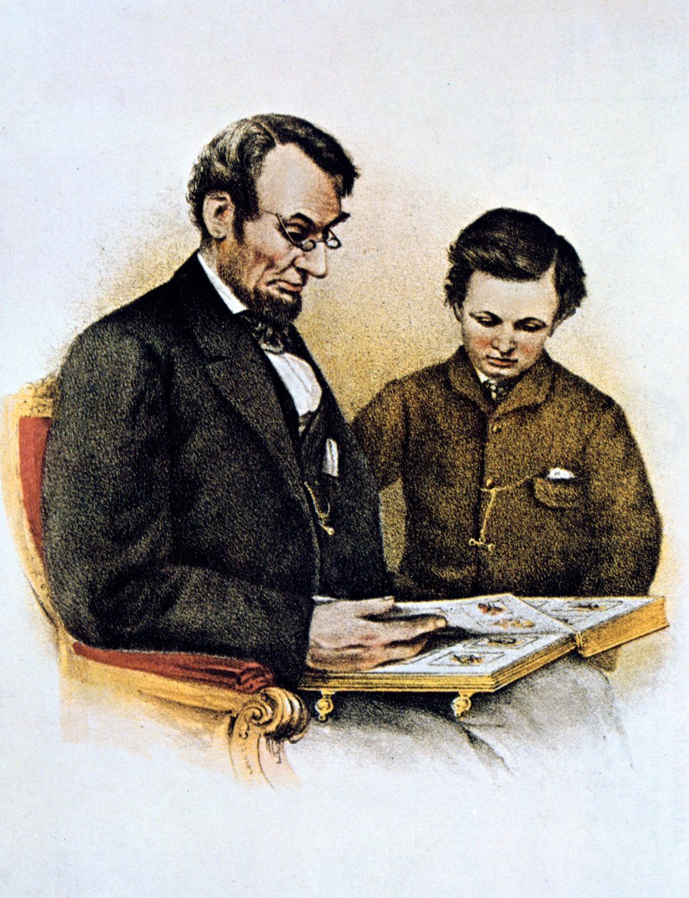 Abraham Lincoln och hans son Tad, 9 februari 1864 av Unbekannt