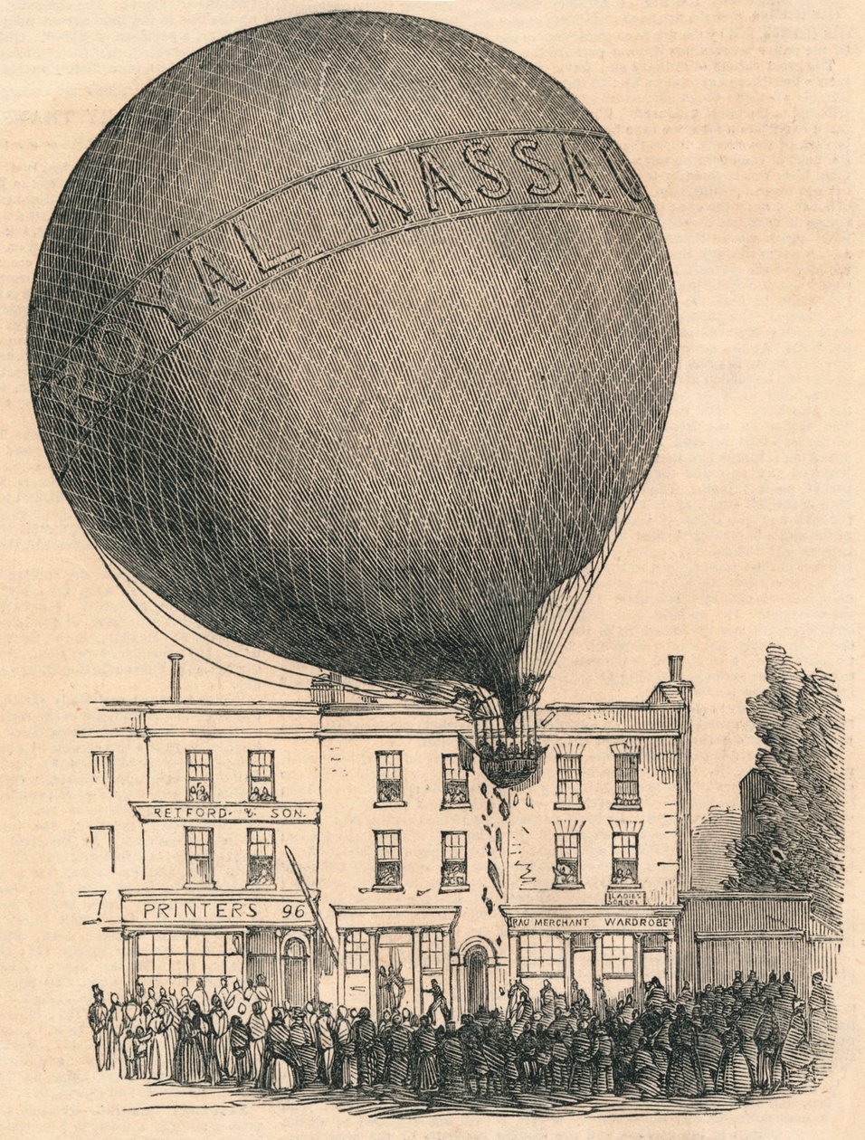 Olycka med Nassau-ballongen på London-Road, onsdagen 1849. av Unbekannt