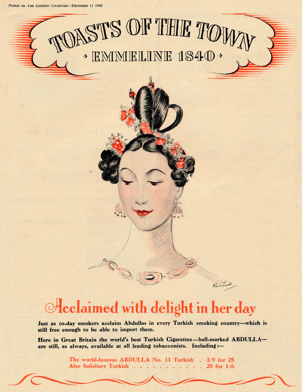 Hyllad med förtjusning i sin tid, Toasts of the Town - Emmeline 1840, 1940 av Unbekannt