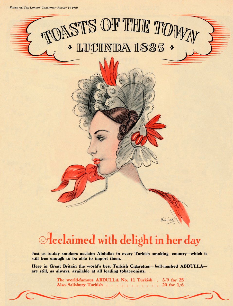 Hyllad med förtjusning i sin tid, Toasts of the Town - Lucinda 1835, 1940 av Unbekannt