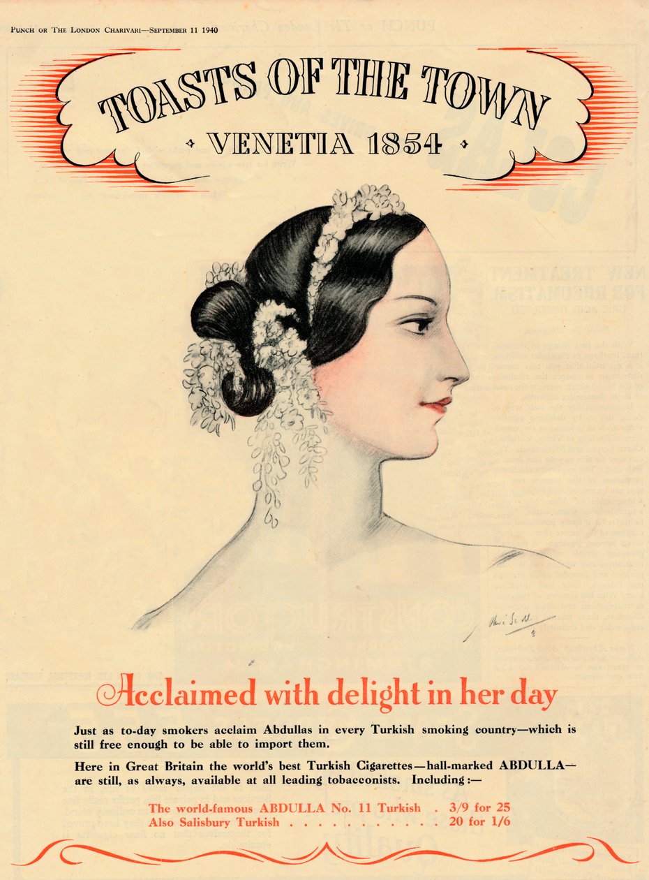 Hyllad med förtjusning i sin tid, Toasts of the Town - Venetia 1854, 1940 av Unbekannt