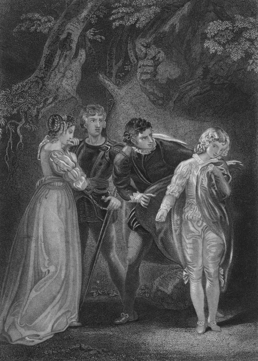 Akt V Scen IV från The Two Gentlemen of Verona, c1800-talet av Unbekannt