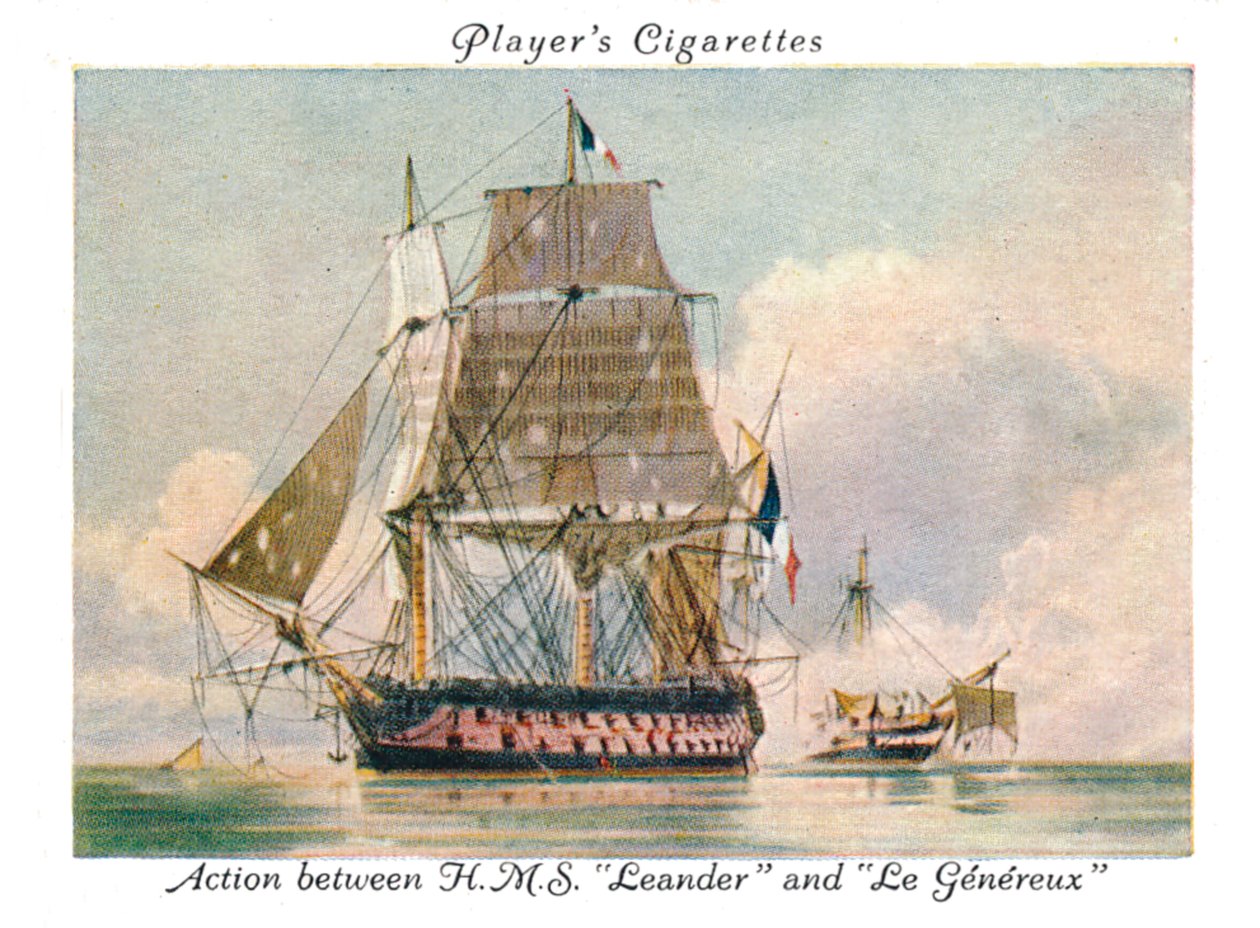 Action mellan H.M.S.Leander och Le Genereux, 1936. av Unbekannt
