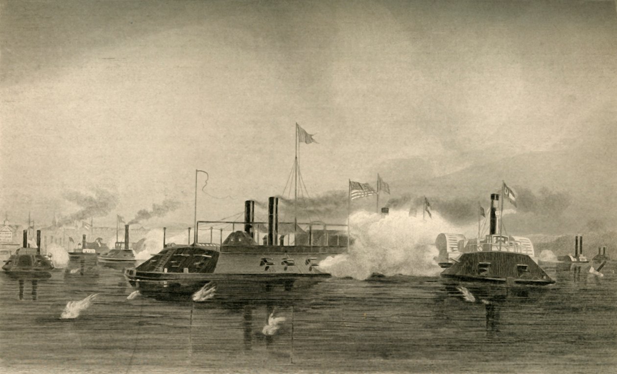 Kanonbåtarnas aktion i Memphis, 1878. av Unbekannt