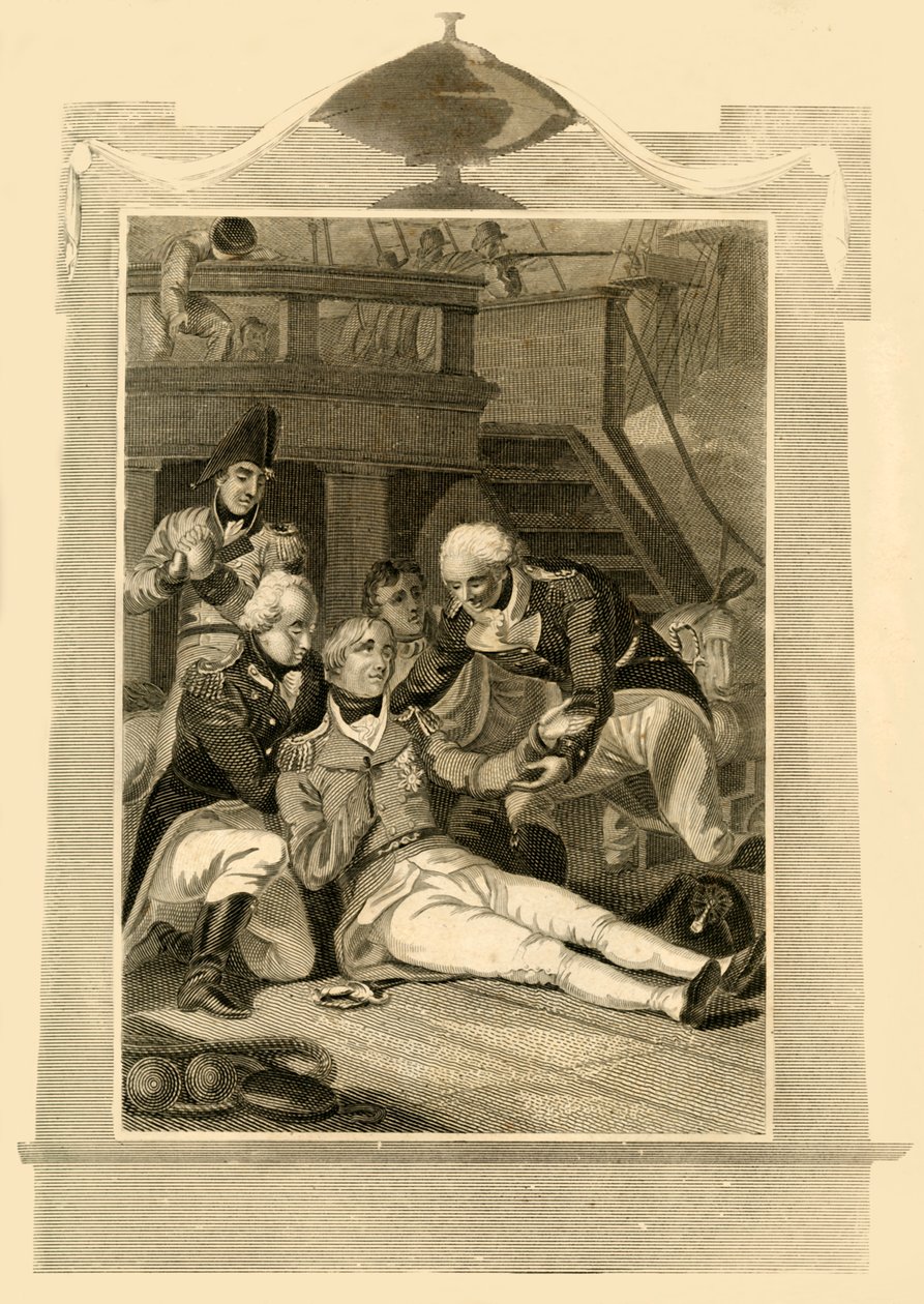 Amiral Lord Nelson sårades dödligt vid segern i slaget vid Trafalgar, 1805, 1816. av Unbekannt