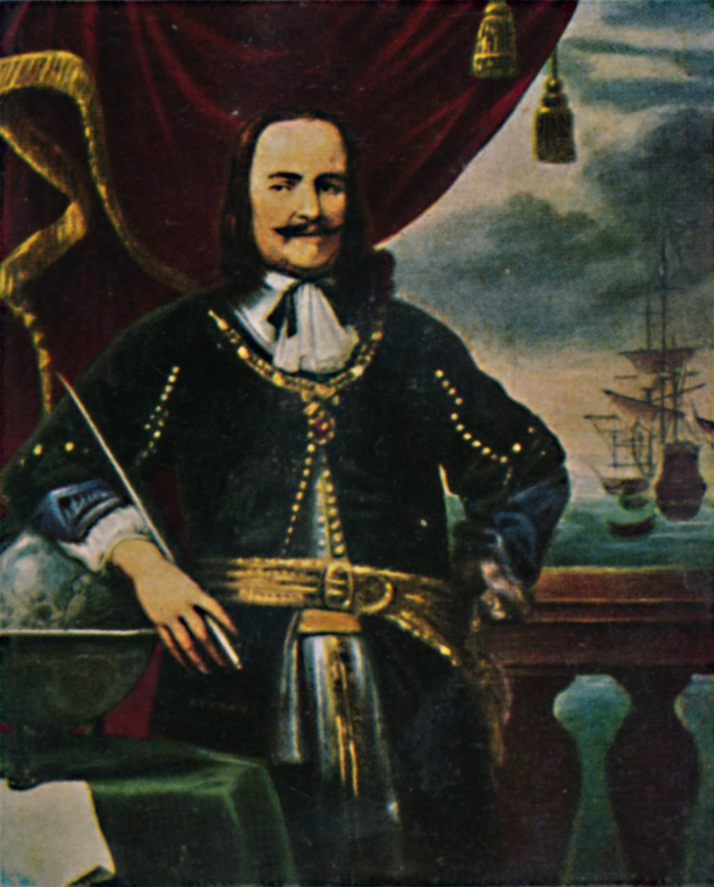 Amiral de Ruyter 1607-1676. - Målning av F. Bol, 1934. av Unbekannt