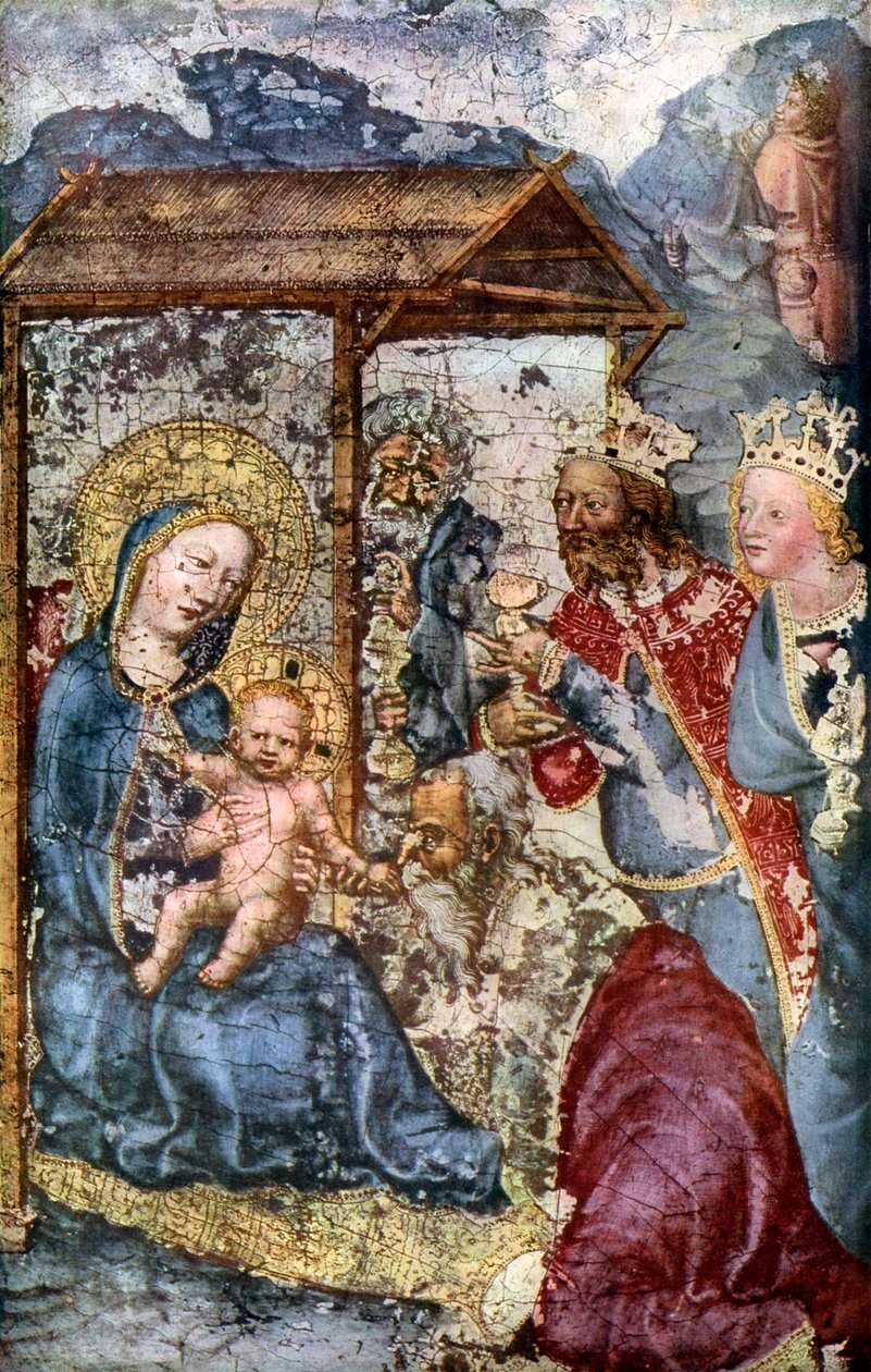 Tillbedjan av de tre kungarna, c1360 1955 av Unbekannt