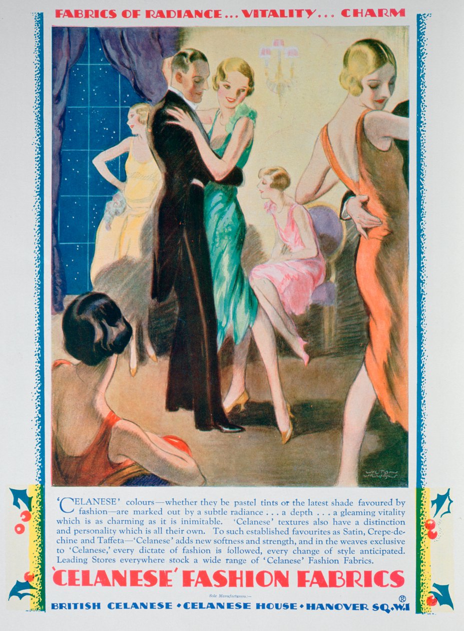 Annons för Celanese Fashion Fabrics, 1928 av Unbekannt