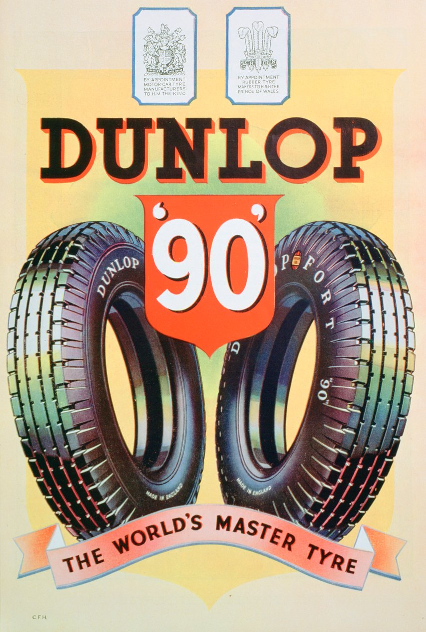 Annons för Dunlop 90-däck, 1935 av Unbekannt