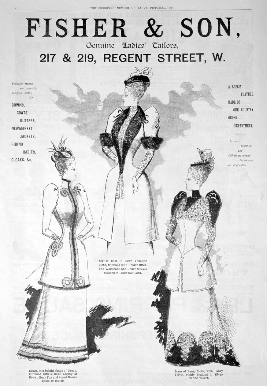 Annons för Fisher and Son, dammode, 1891 av Unbekannt