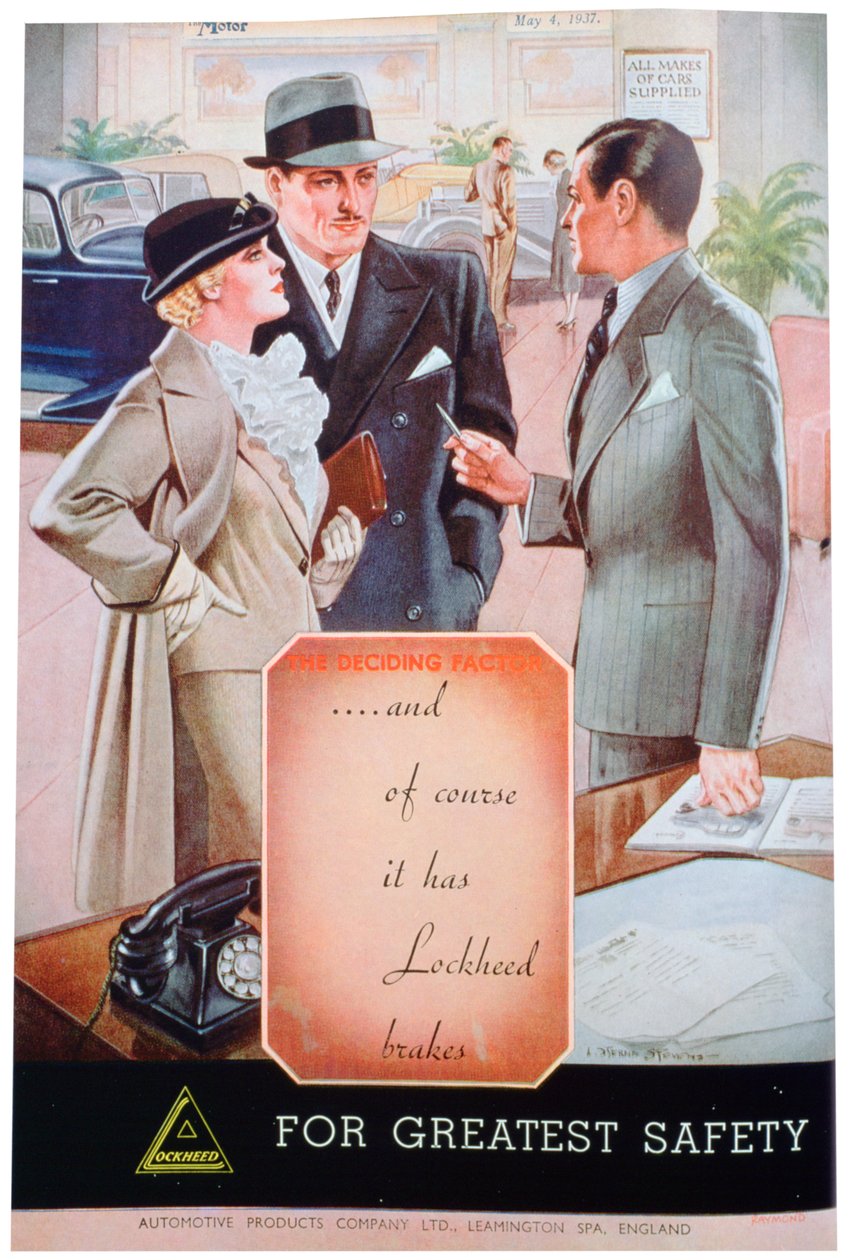 Annons för Lockheed-bilbromsar från Automotive Products från Leamington Spa, 1937 av Unbekannt