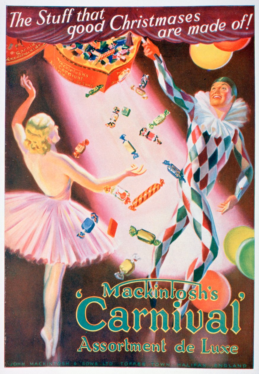 Annons för Mackintoshs Carnival kola sortiment, 1935 av Unbekannt