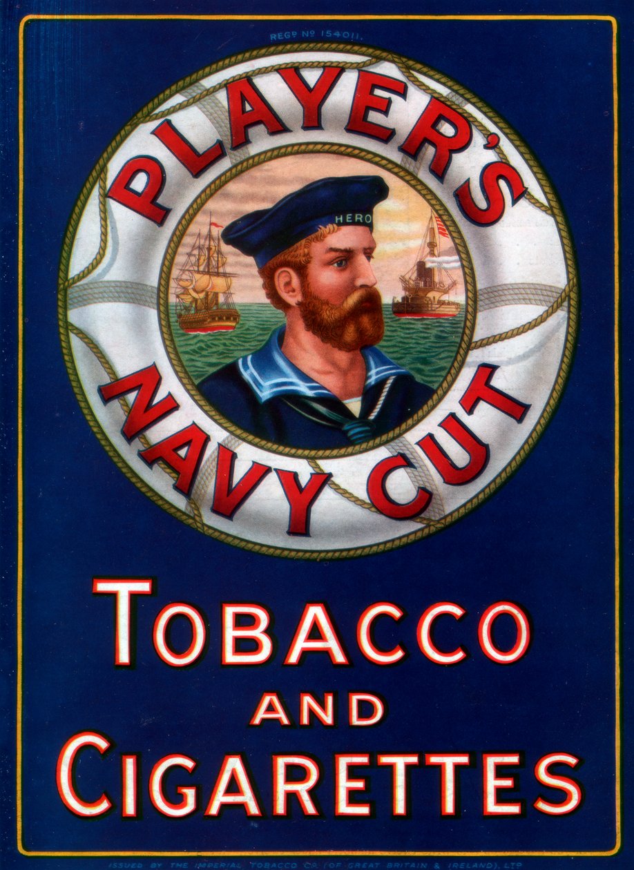 Annons för spelare Navy Cut Tobacco and Cigarettes, 1923 av Unbekannt