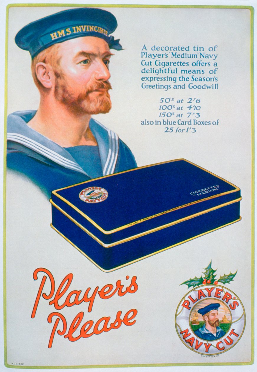 Annons för Players Navy Cut cigaretter, 1928 av Unbekannt