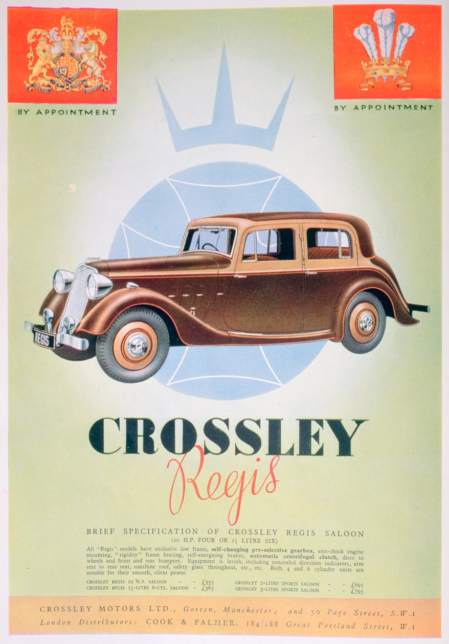 Annons för Crossley Regis-bilen, 1935 av Unbekannt