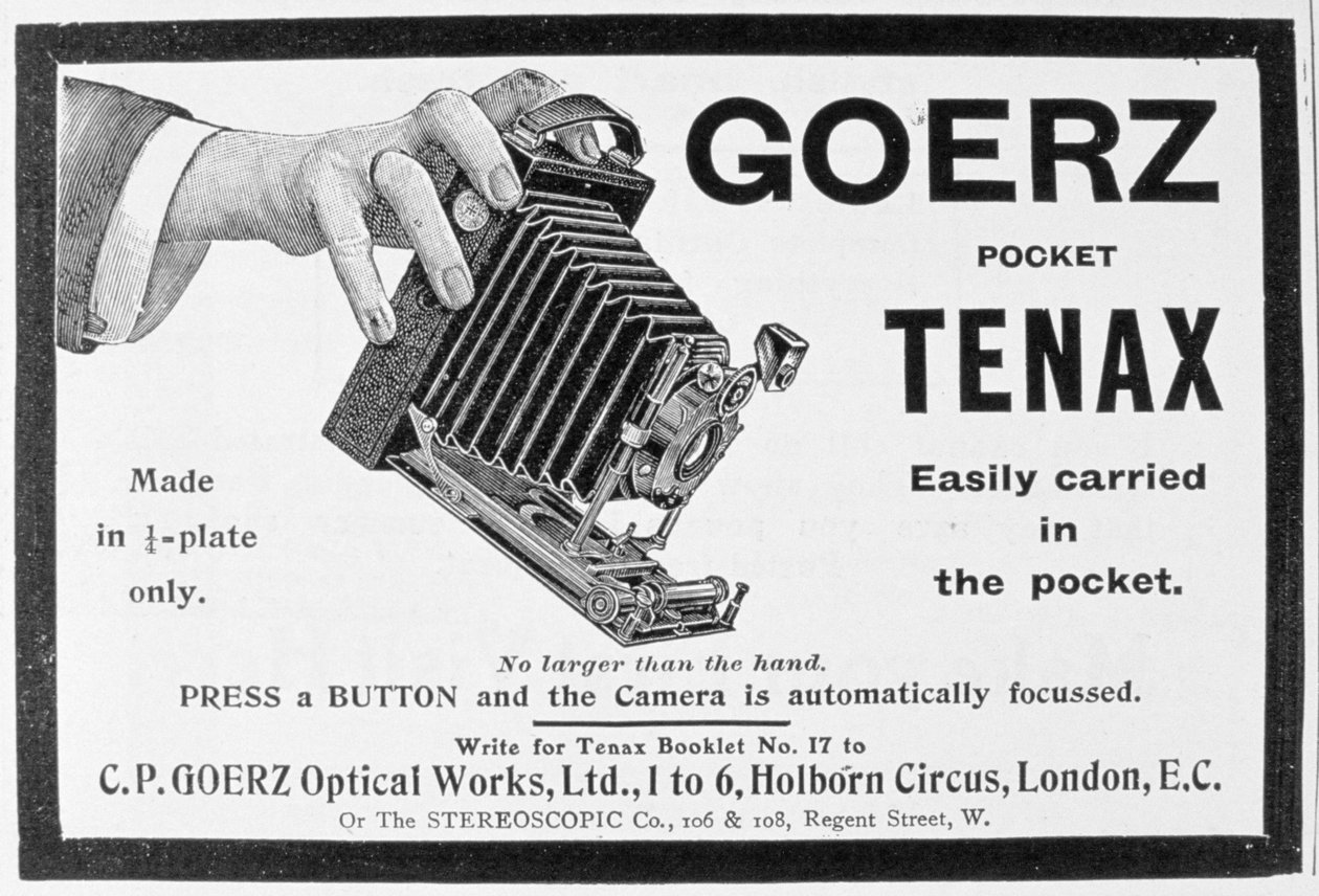Annons för Goerz Pocket Tenax-kamera, 1909 av Unbekannt