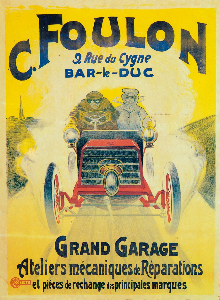 Annons för C Foulons Garage, Bar-le-Duc, Frankrike, c1900 av Unbekannt