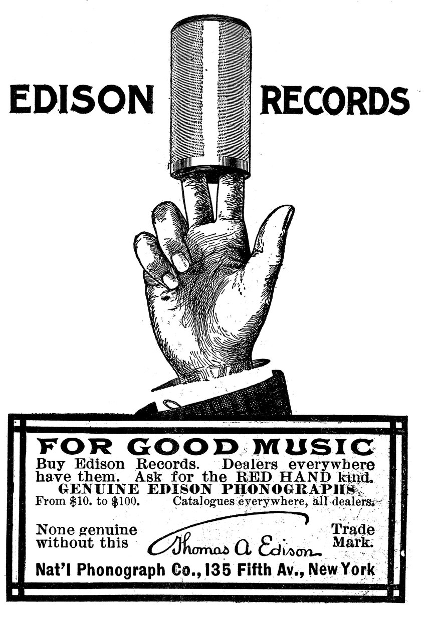 Annons för Edison grammofoncylinderinspelningar, 1900 av Unbekannt